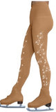 chloe noel figure skating stockings light tan colour with 2 swirls design