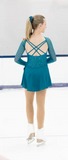 Jerrys 539 Sequins_Satin Dress_OceanTeal back image for ice figure skating