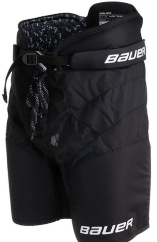 Bauer X Series season 24 ice hockey pants for adults, in black color, featuring a lace-up front closure and brand logos.