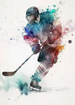 Watercolour Ice Hockey Poster on Canvas (Unframed)