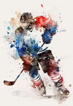 Watercolour Ice Hockey Poster on Canvas (Unframed)