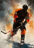 Watercolour Ice Hockey Poster on Canvas (Unframed)